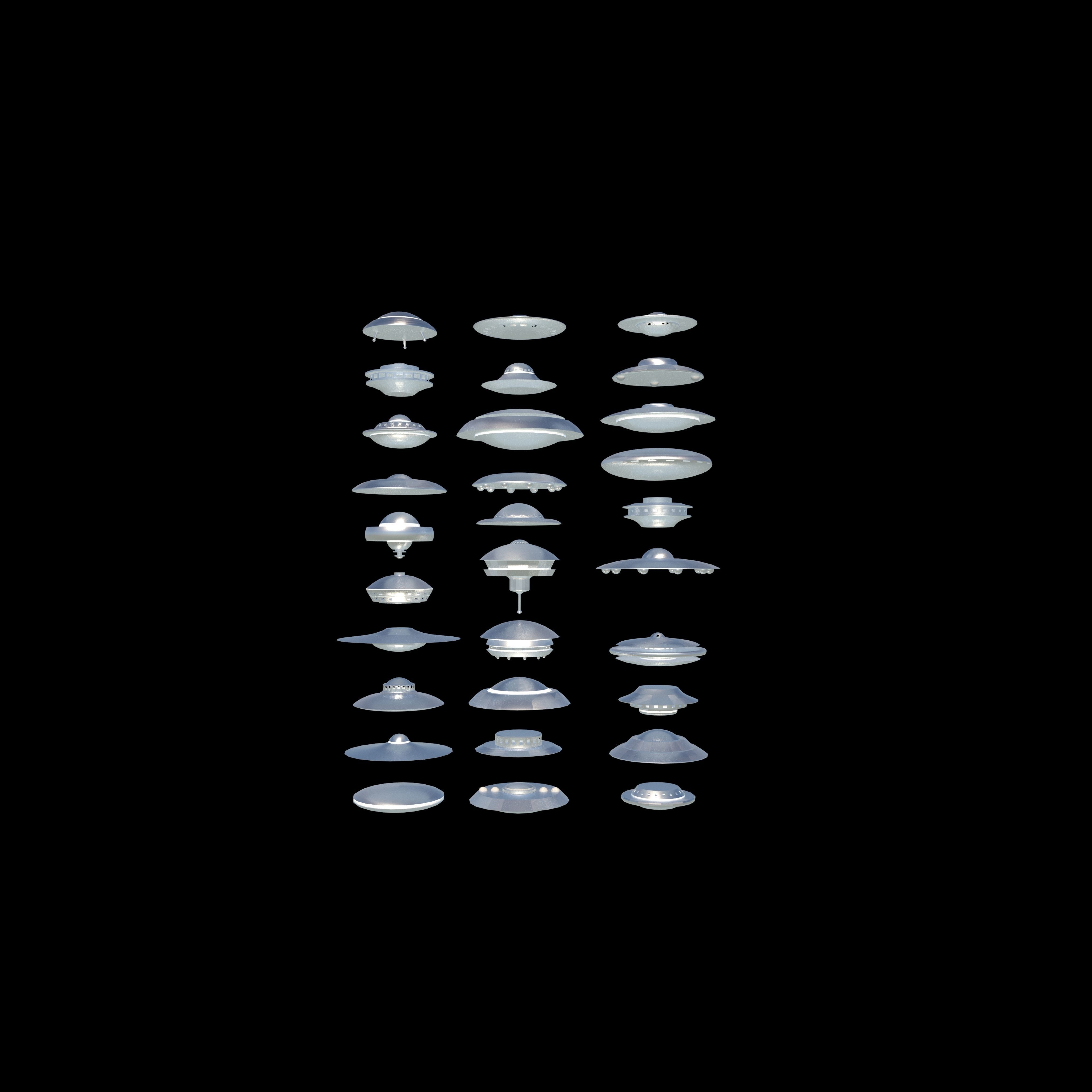 UFO spaceships Low-poly 3D model_9