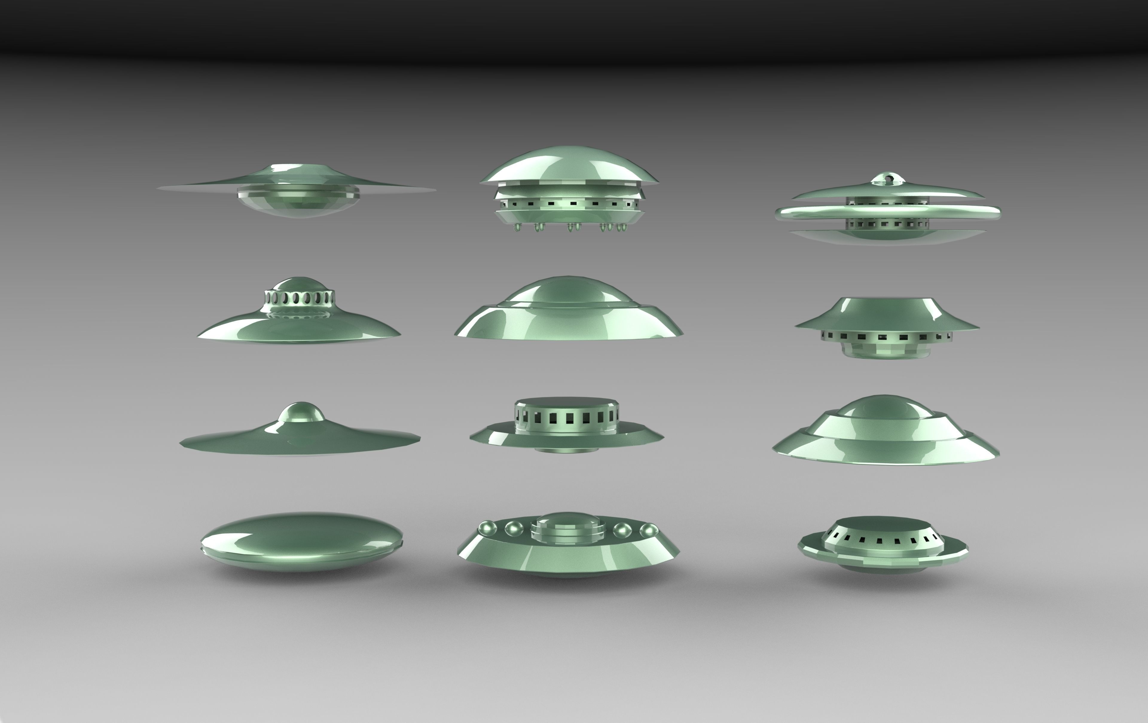 UFO spaceships Low-poly 3D model_13