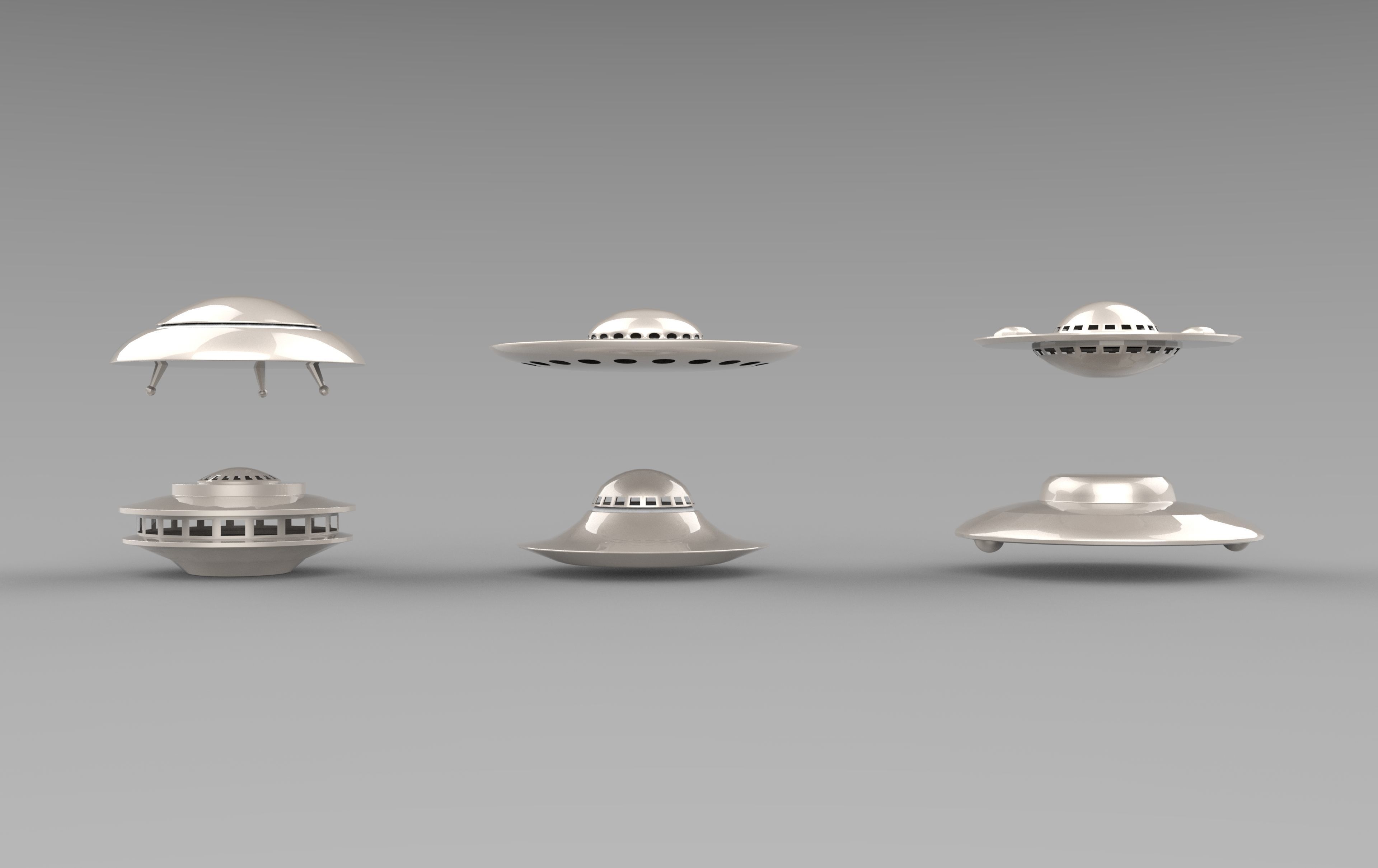 UFO spaceships Low-poly 3D model_3