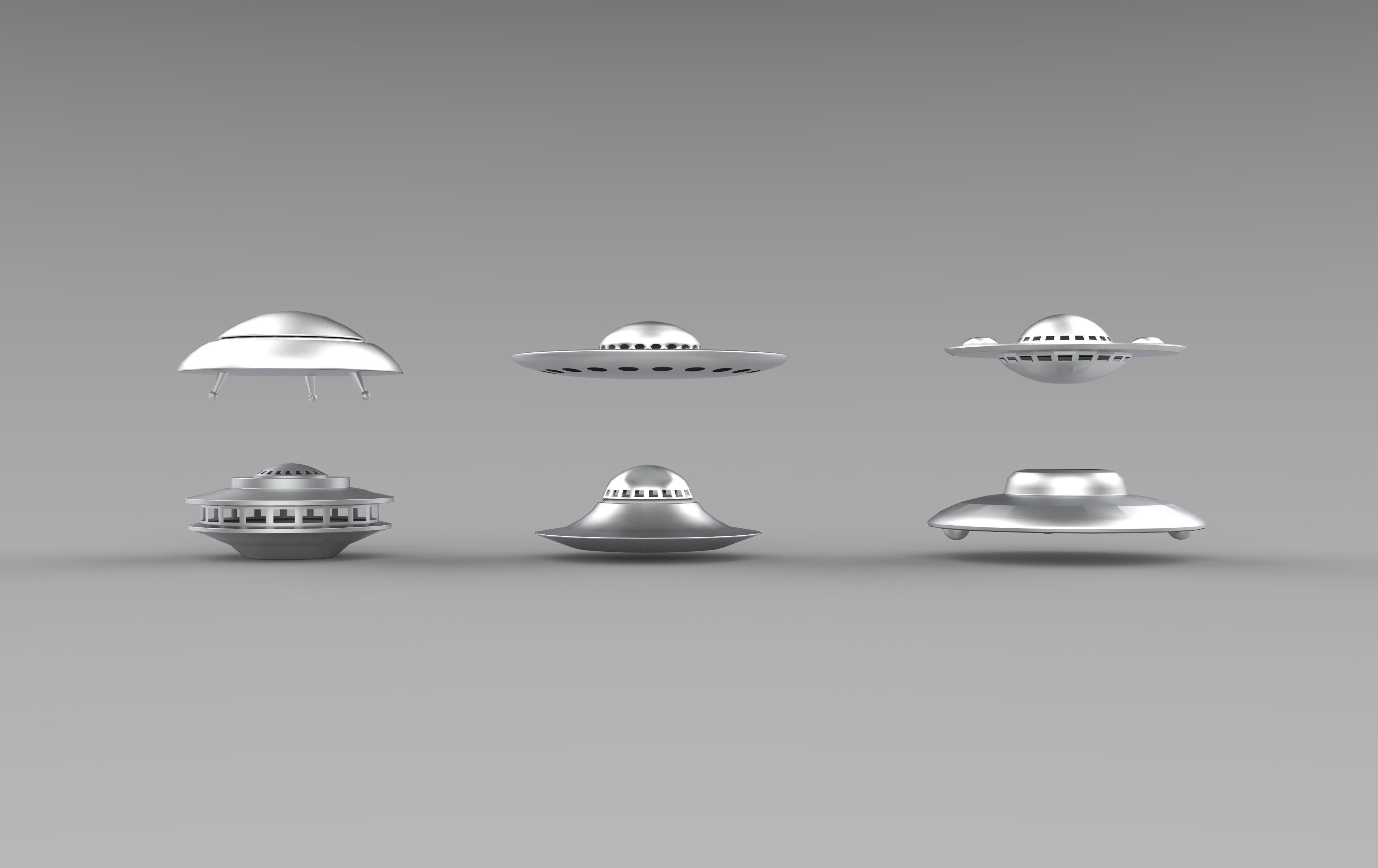 UFO spaceships Low-poly 3D model_4
