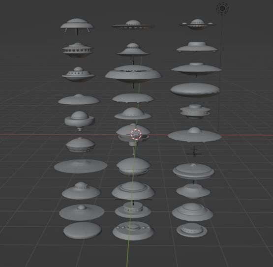 UFO spaceships Low-poly 3D model_8