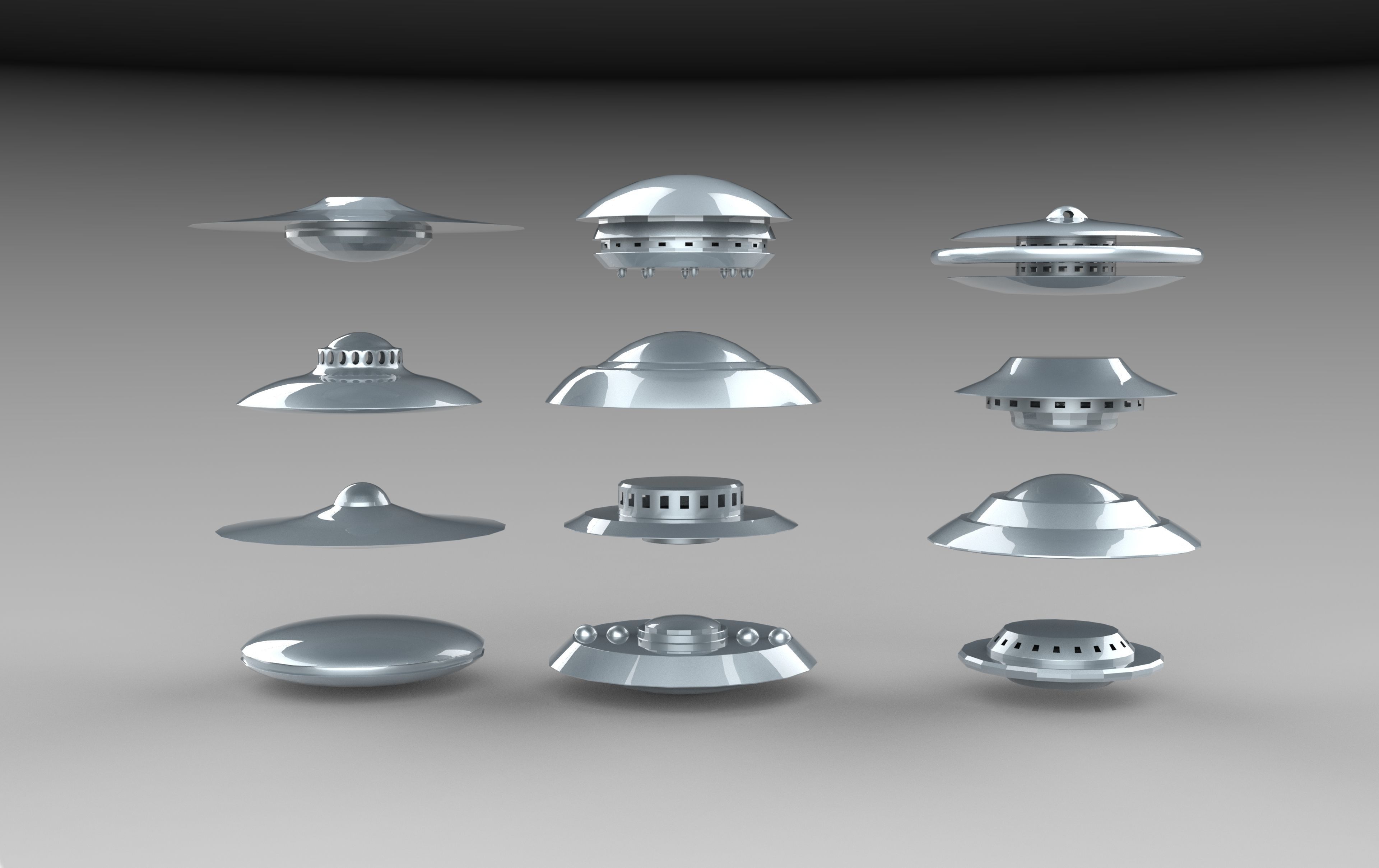 UFO spaceships Low-poly 3D model_11