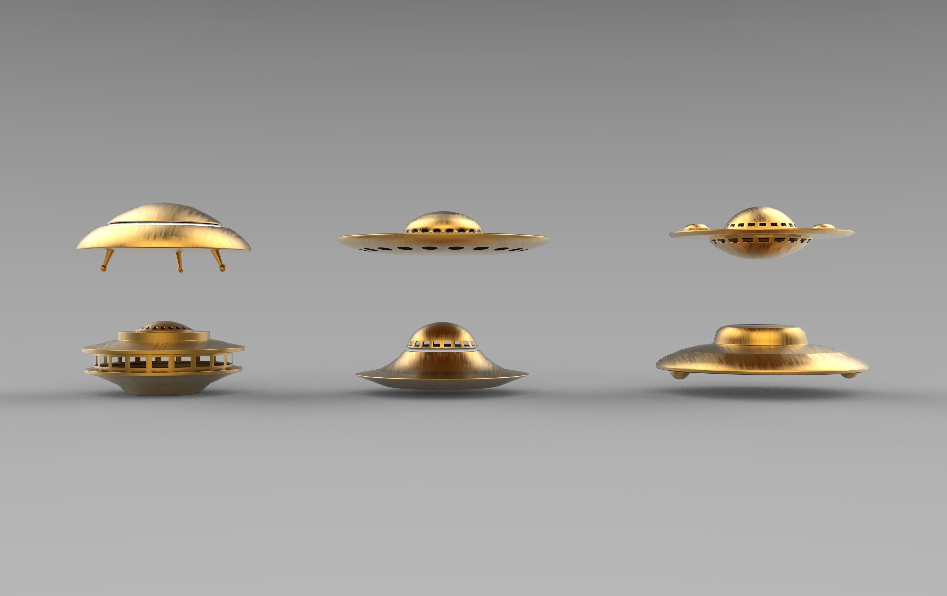 UFO spaceships Low-poly 3D model_1