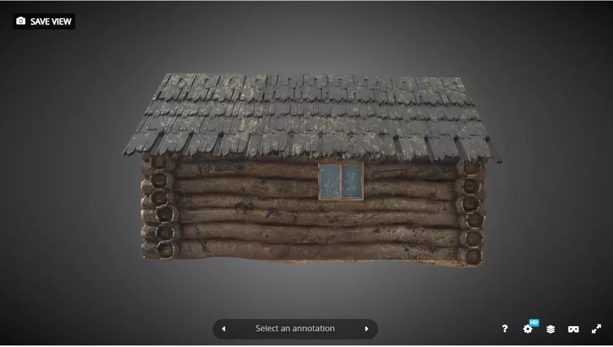 Old cottage Low-poly 3D model_0