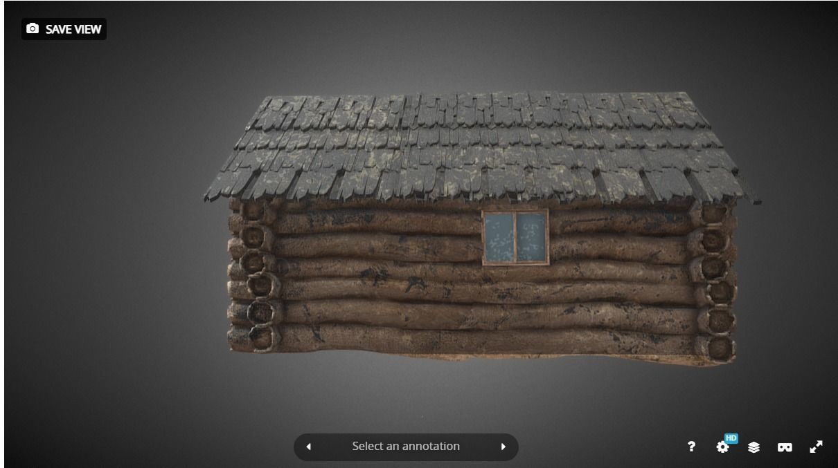 Old cottage Low-poly 3D model_4