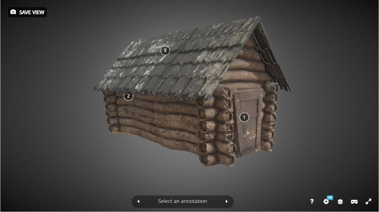 Old cottage Low-poly 3D model_1