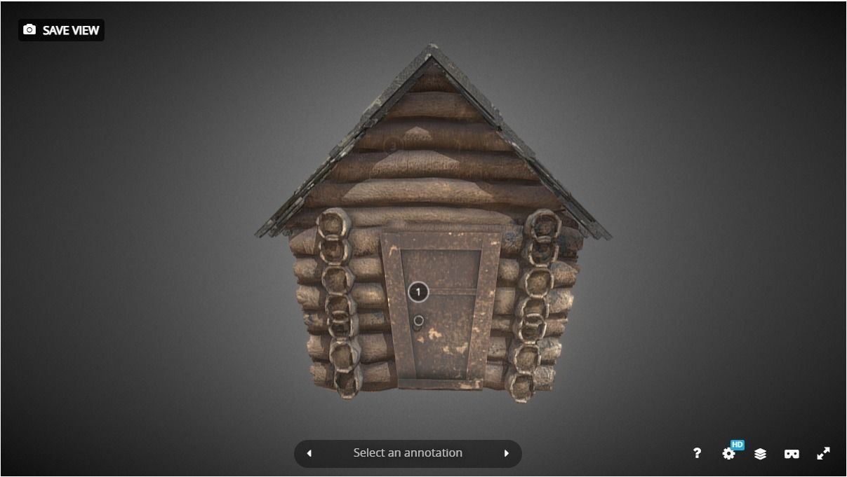 Old cottage Low-poly 3D model_3