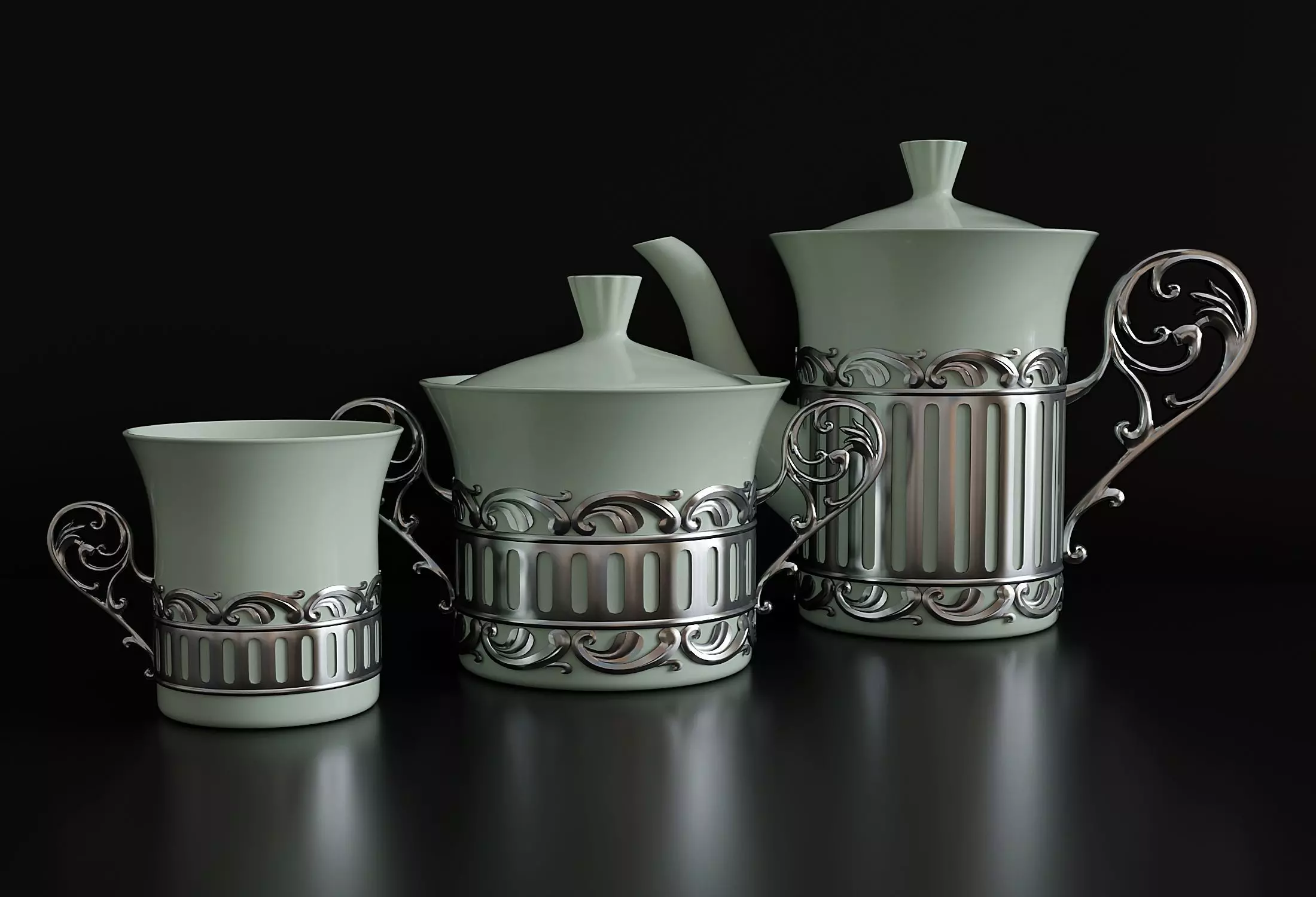 Porcelain tea set 04 3D model