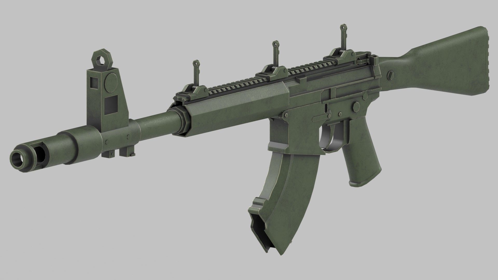 Assault rifle 3D model_5