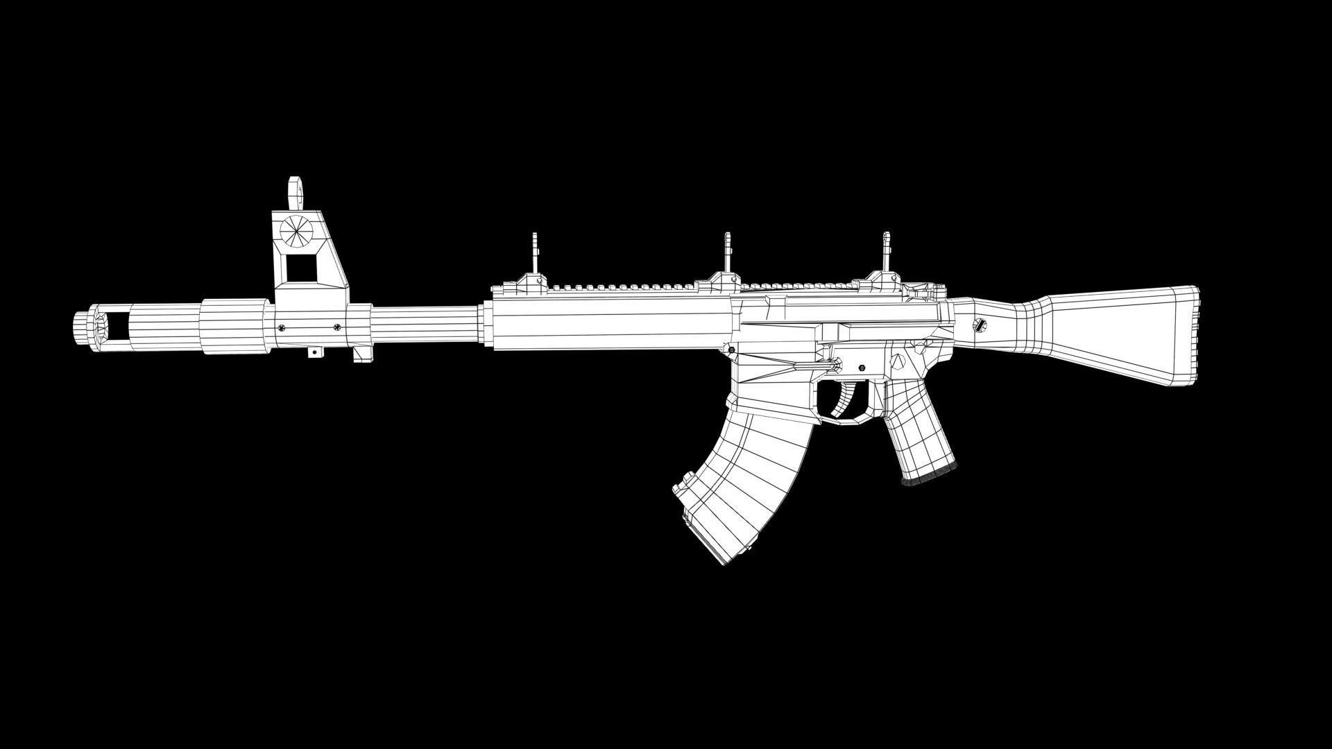 Assault rifle 3D model_7
