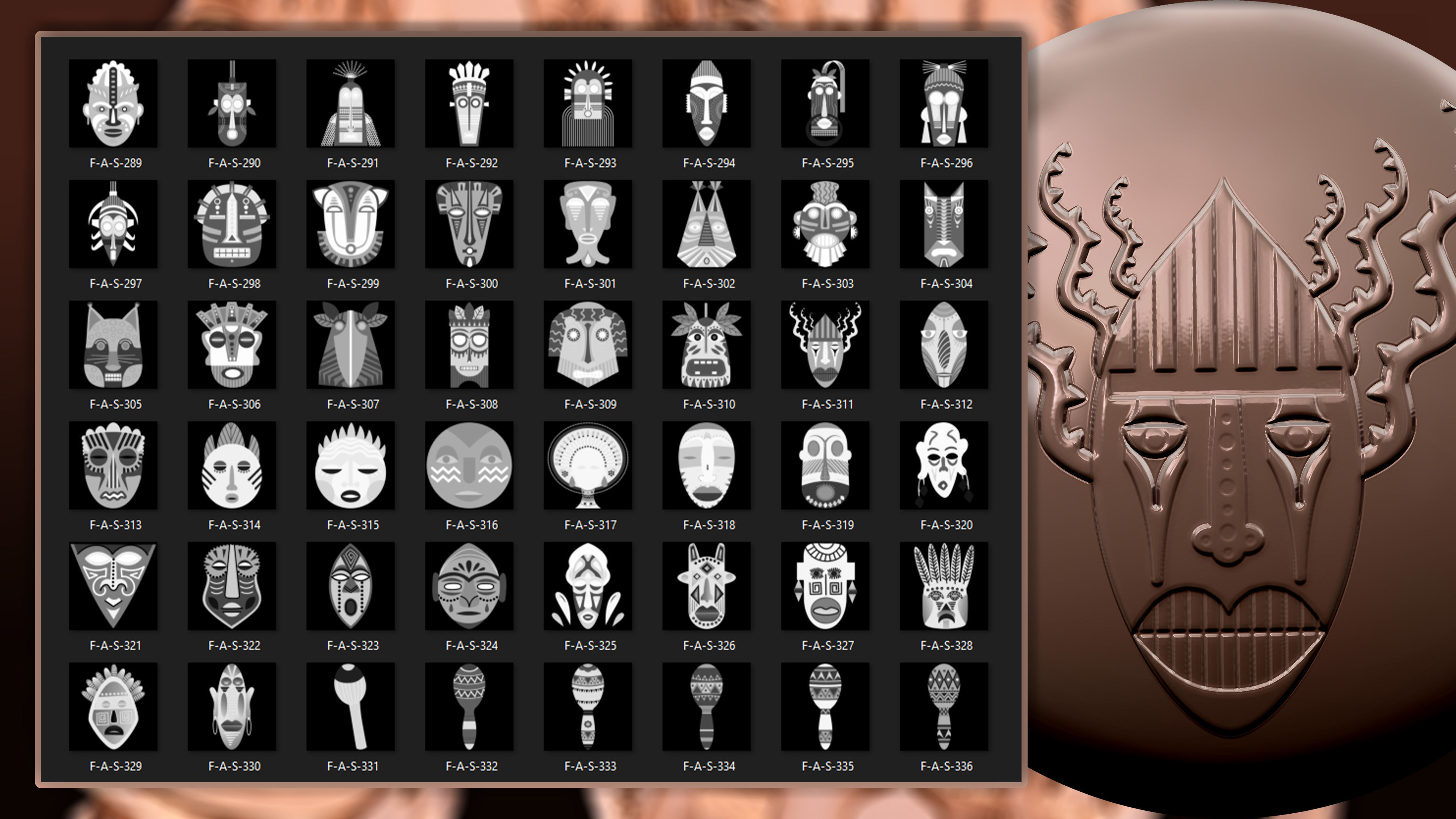 960 African symbols and elements  Alpha 3D model_7