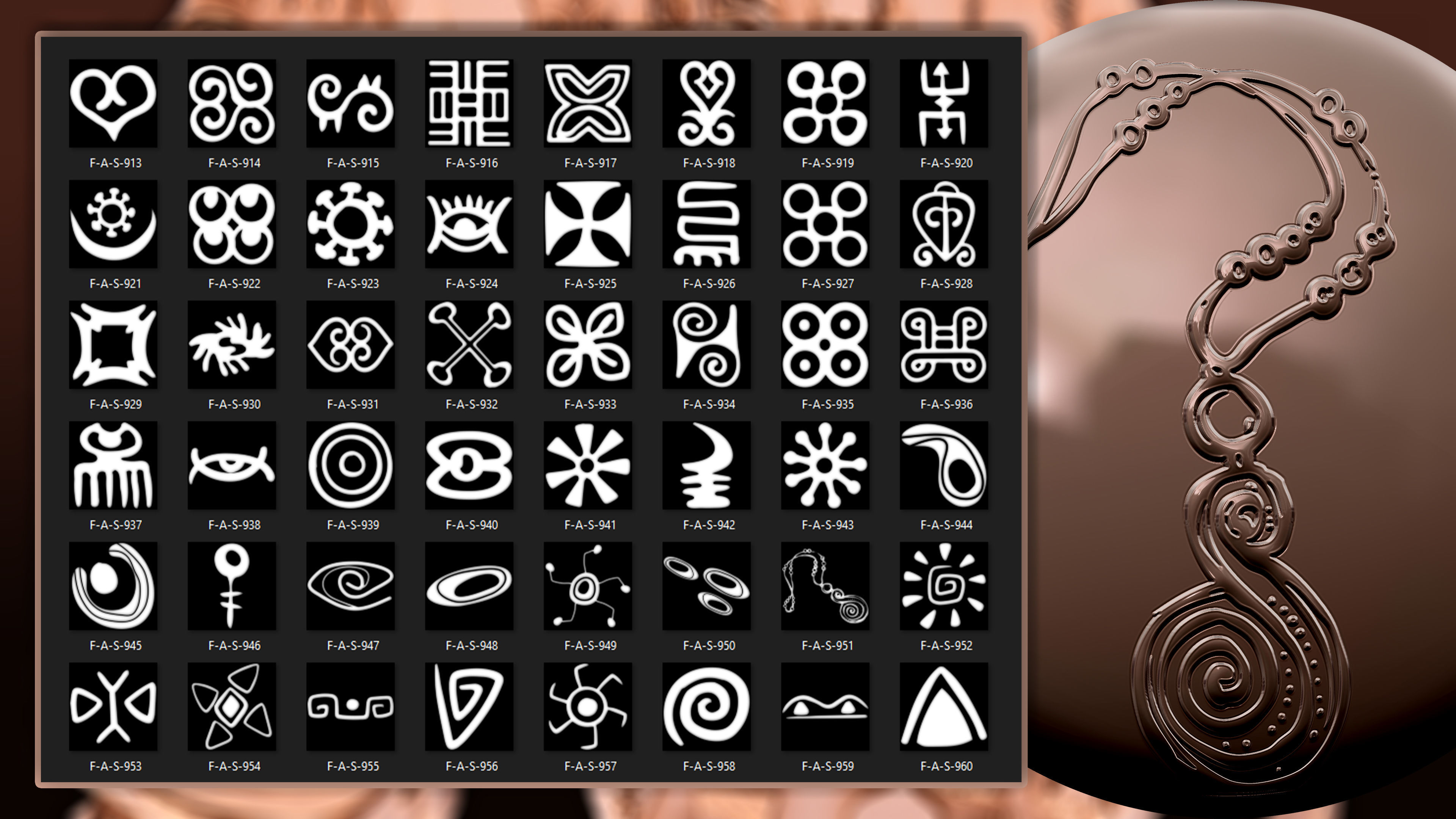 960 African symbols and elements  Alpha 3D model_20