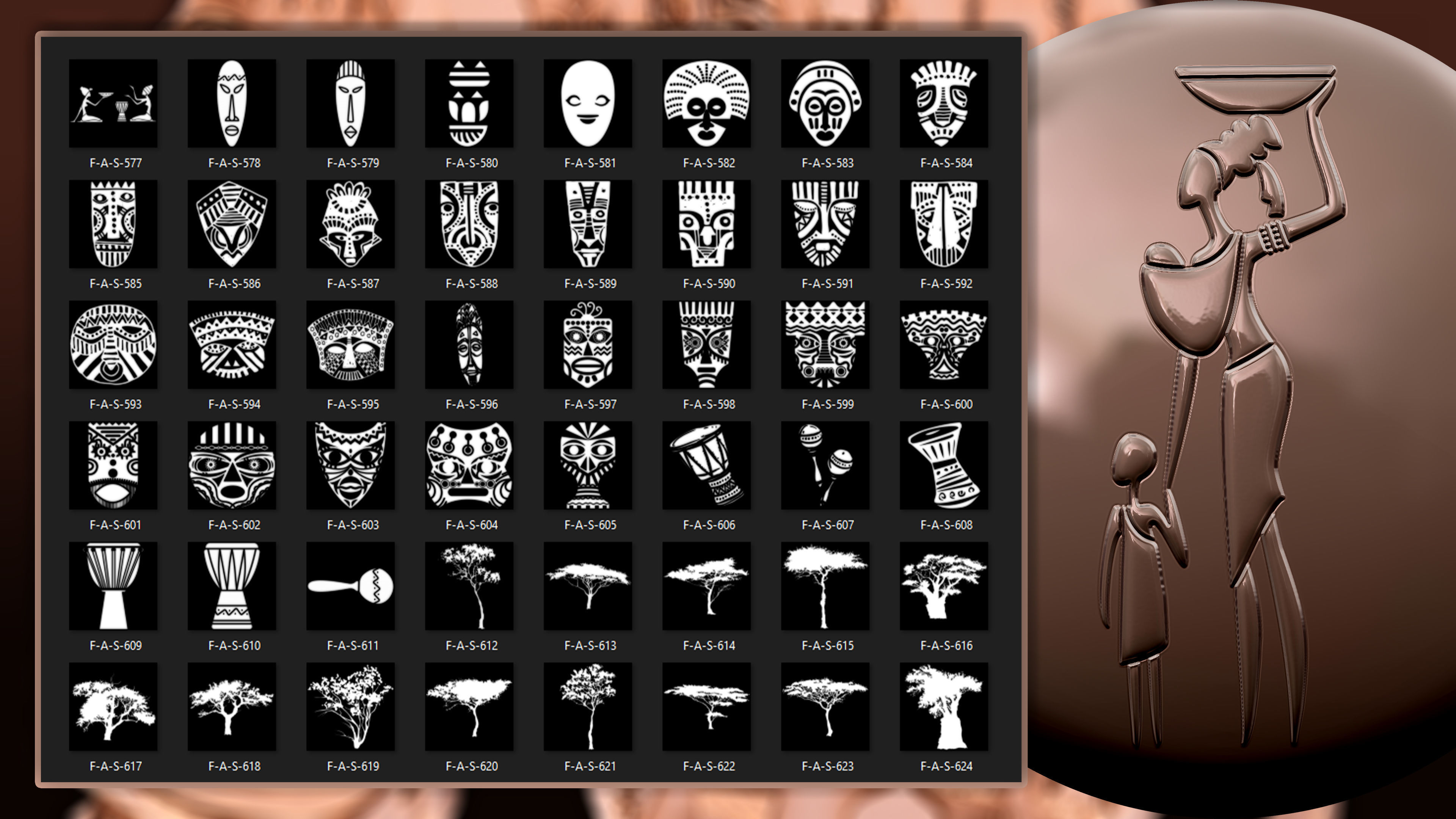 960 African symbols and elements  Alpha 3D model_13