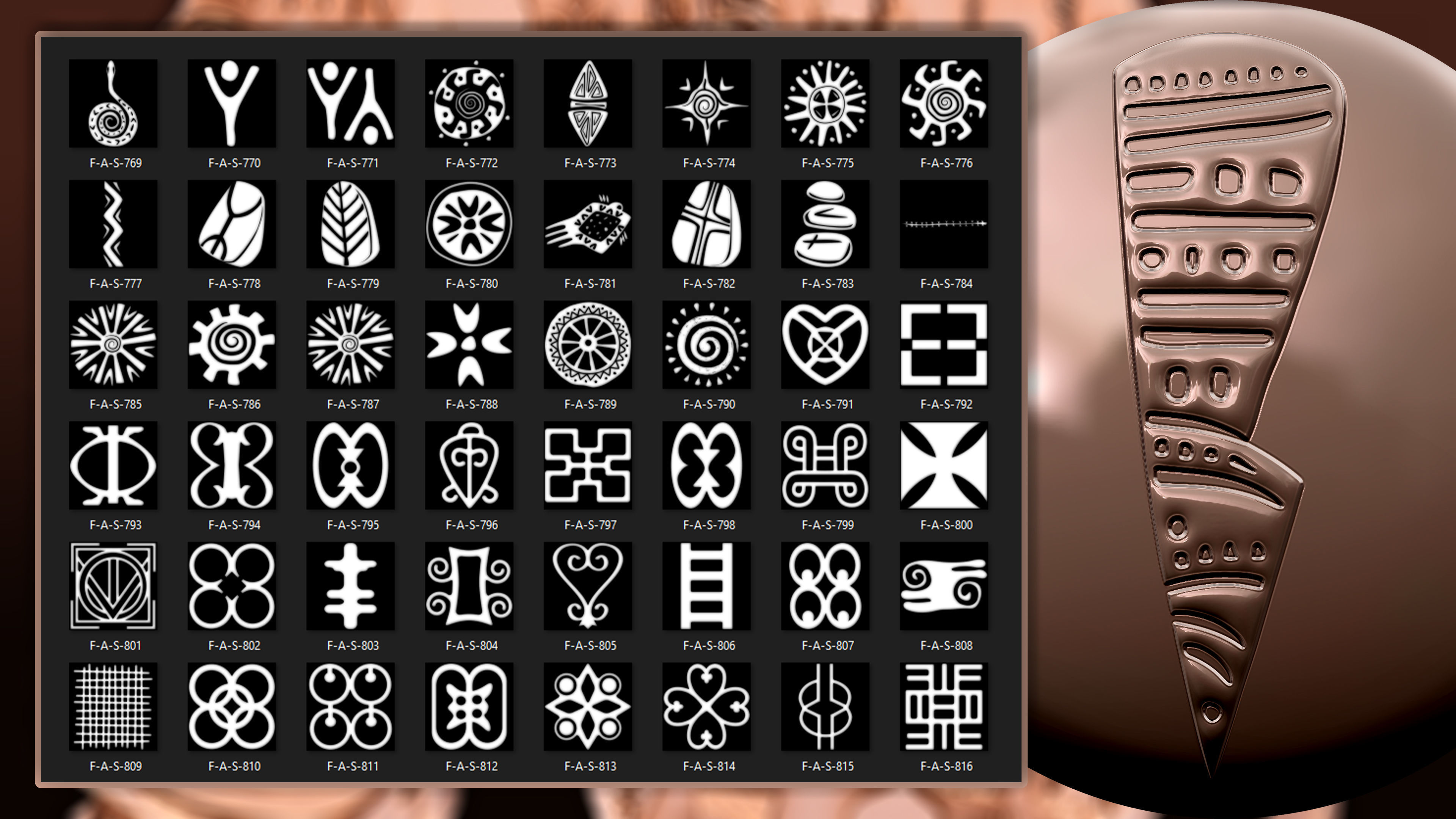 960 African symbols and elements  Alpha 3D model_17