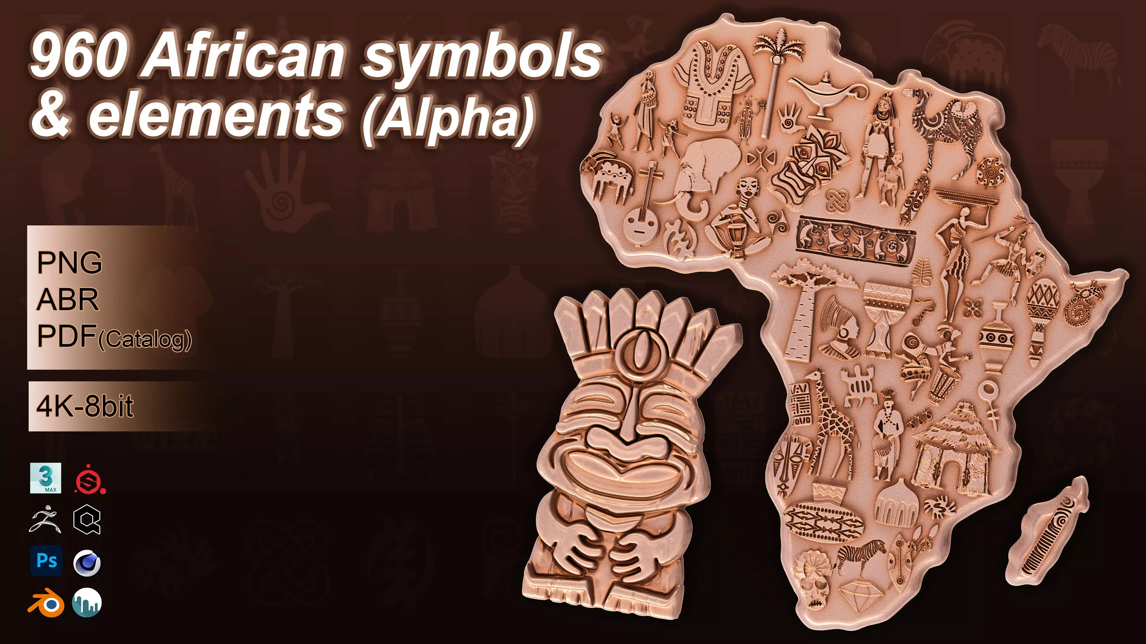 960 African symbols and elements  Alpha 3D model_0