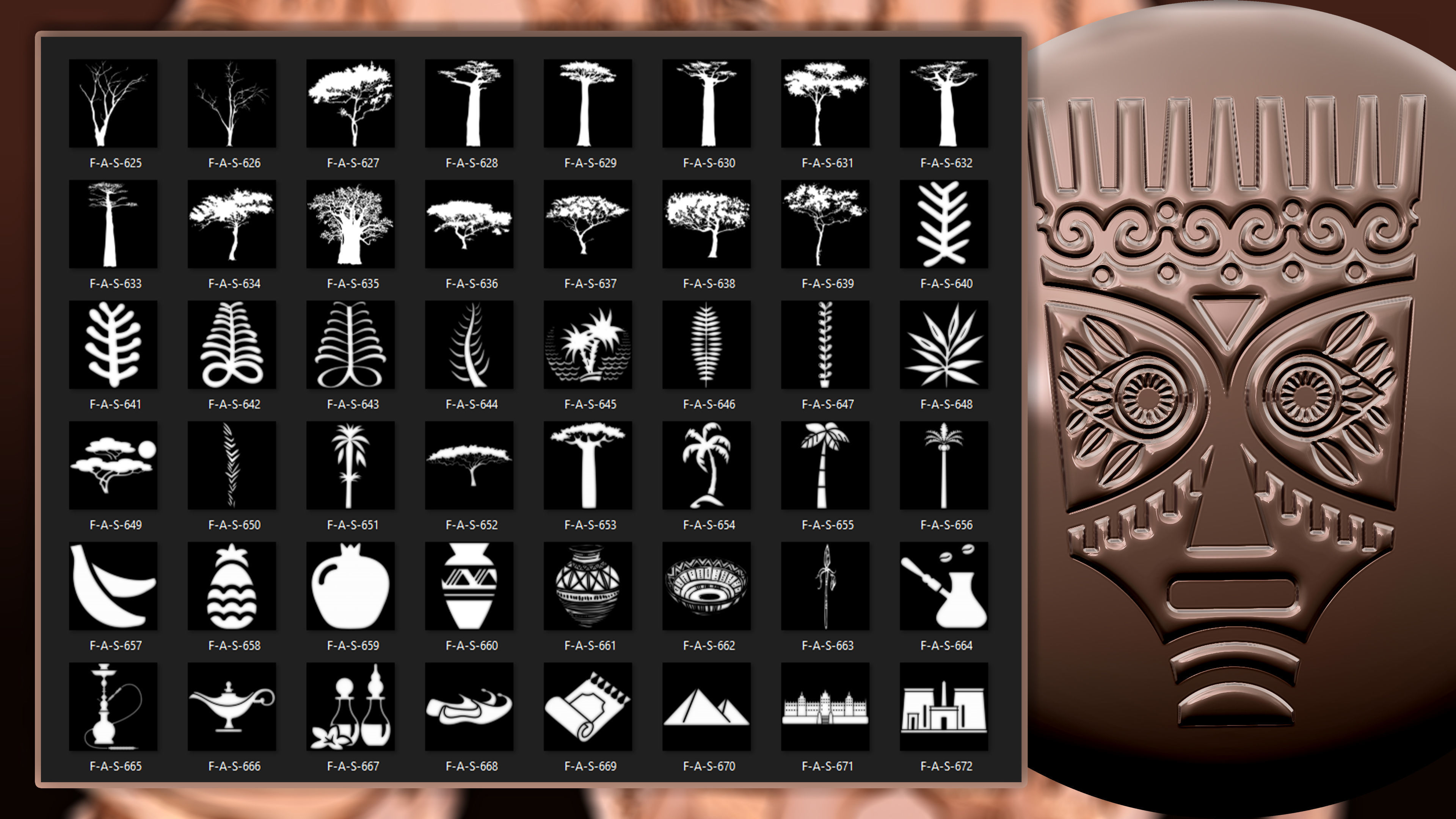 960 African symbols and elements  Alpha 3D model_14