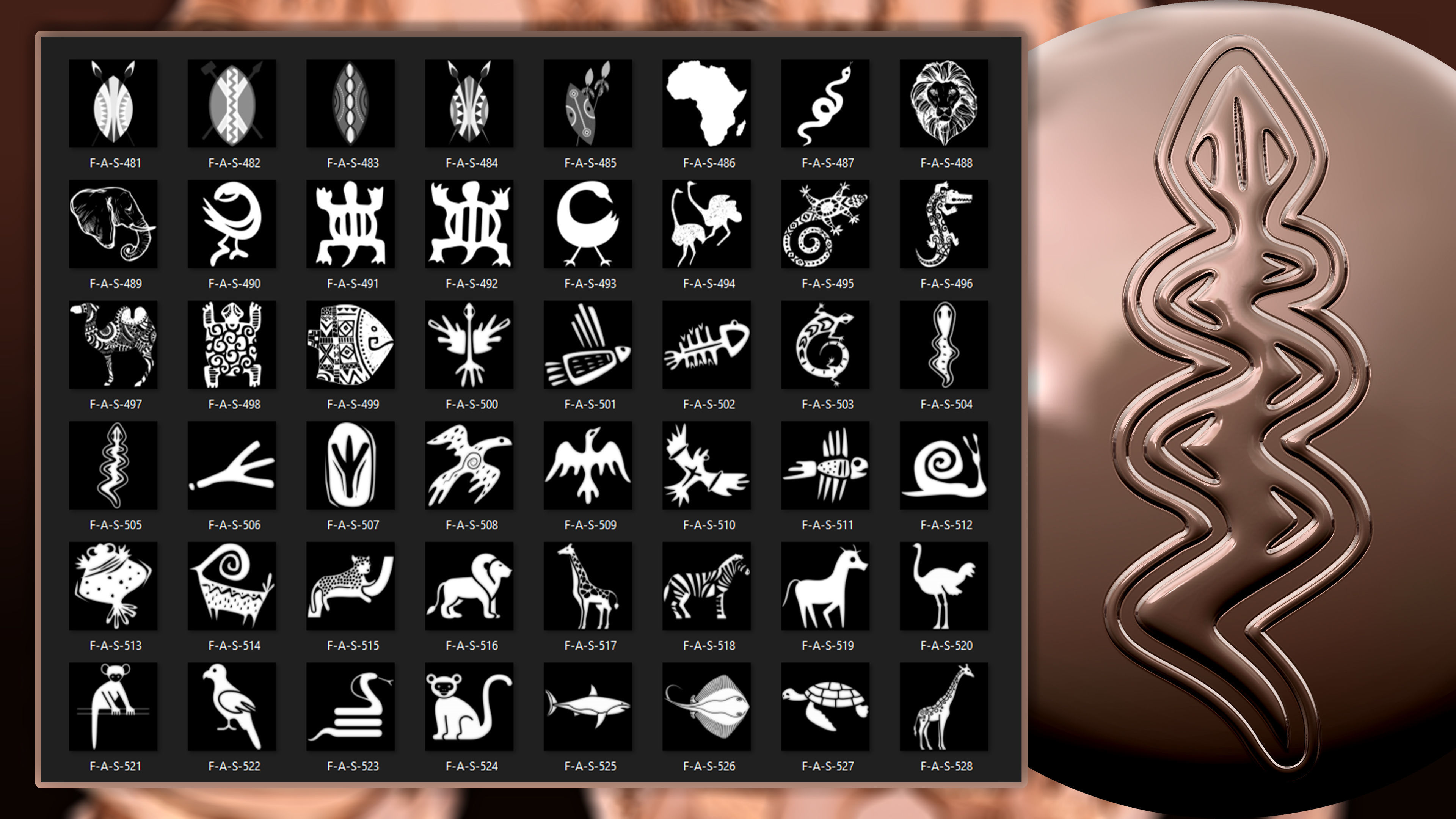 960 African symbols and elements  Alpha 3D model_11