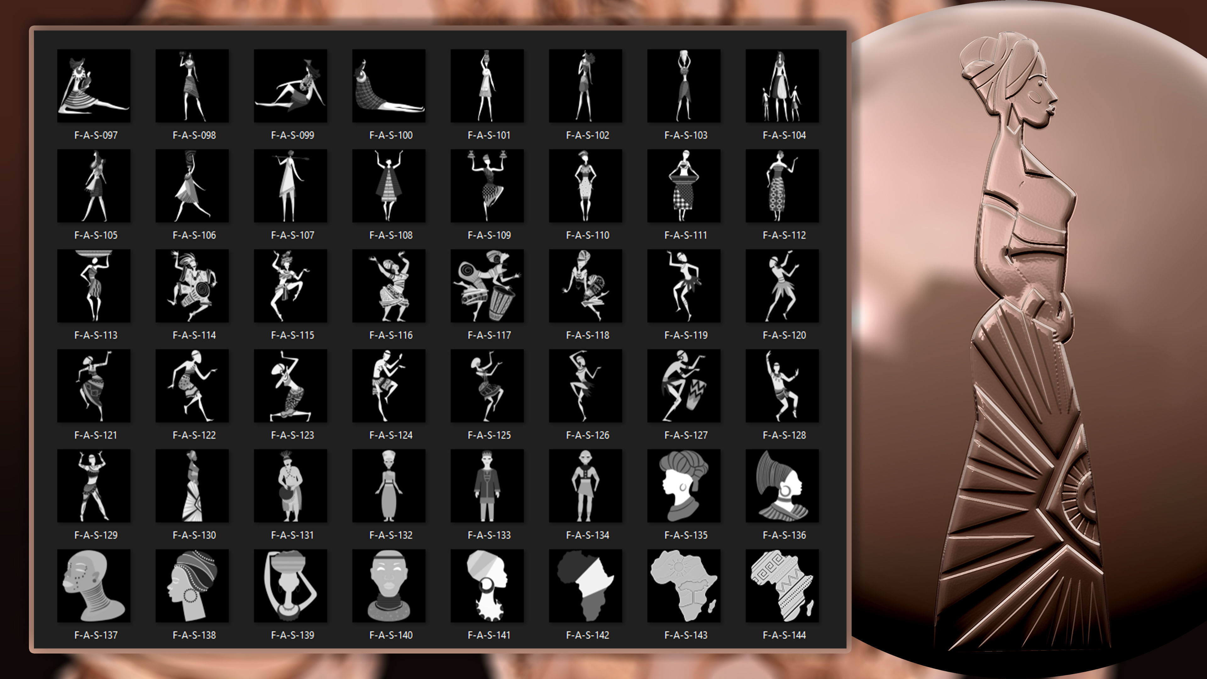 960 African symbols and elements  Alpha 3D model_3