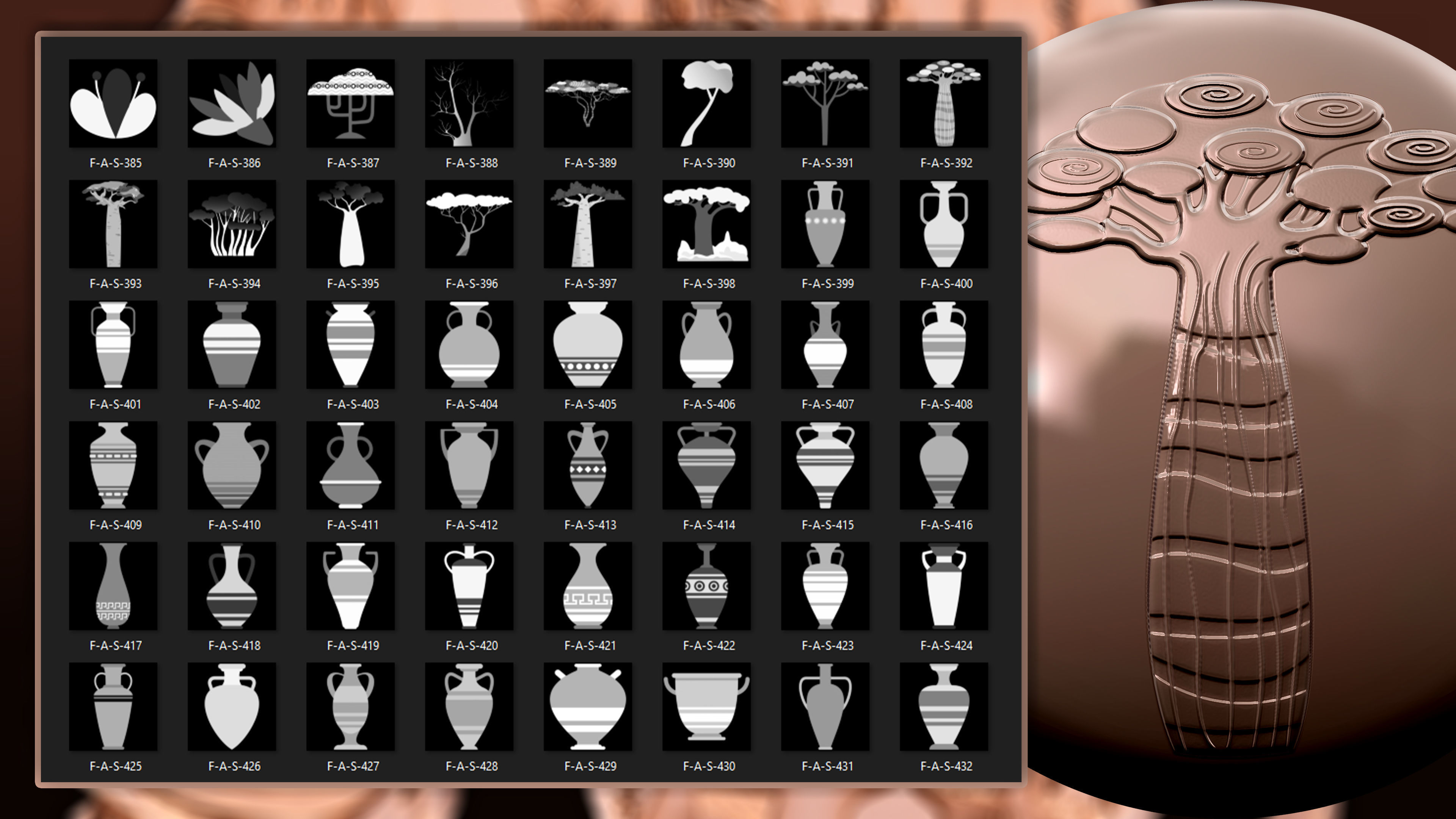 960 African symbols and elements  Alpha 3D model_9
