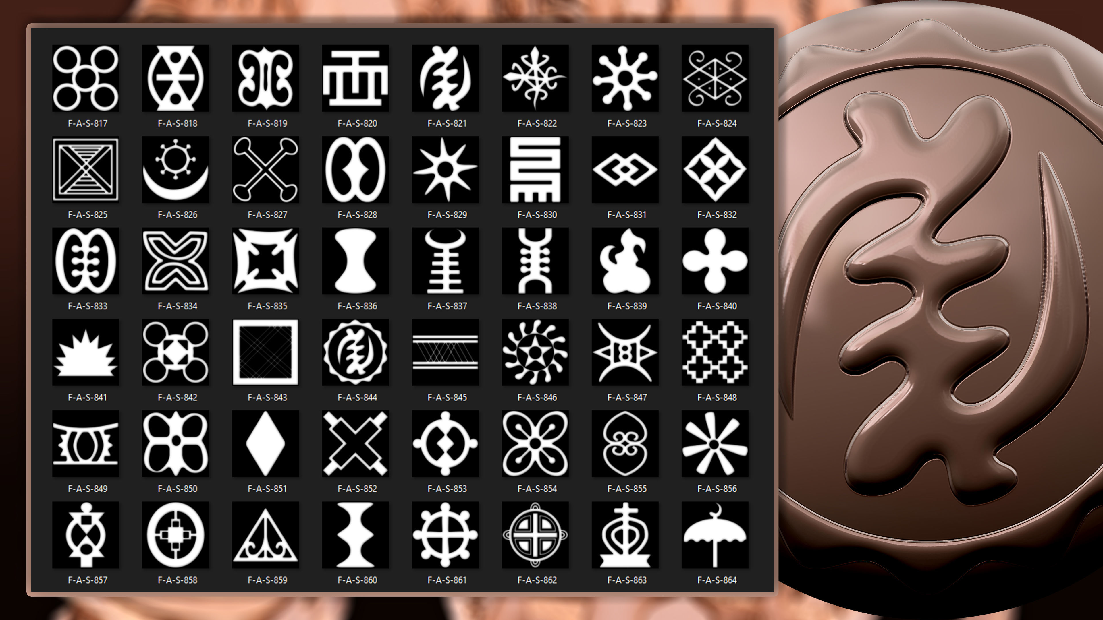 960 African symbols and elements  Alpha 3D model_18