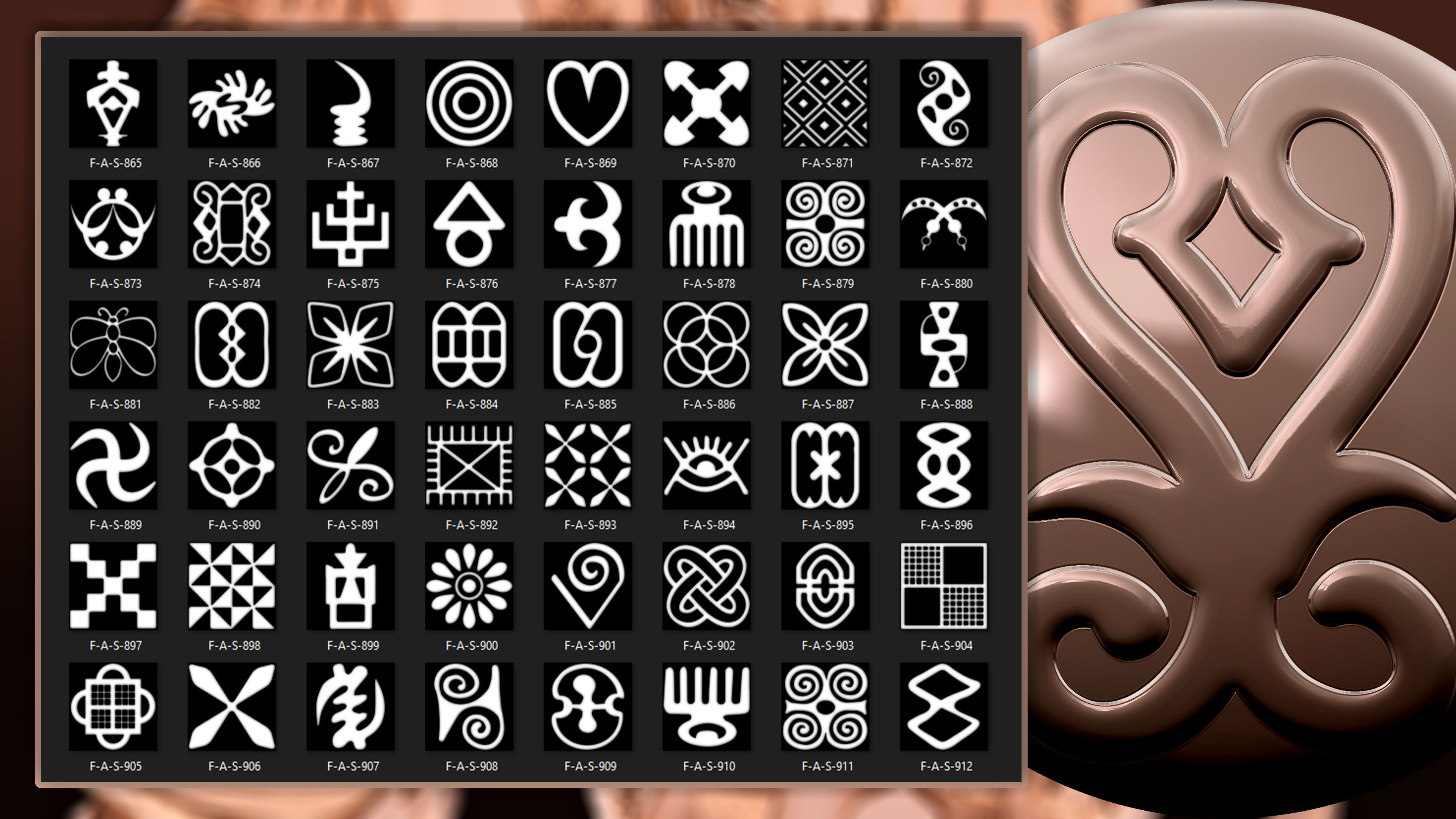 960 African symbols and elements  Alpha 3D model_19