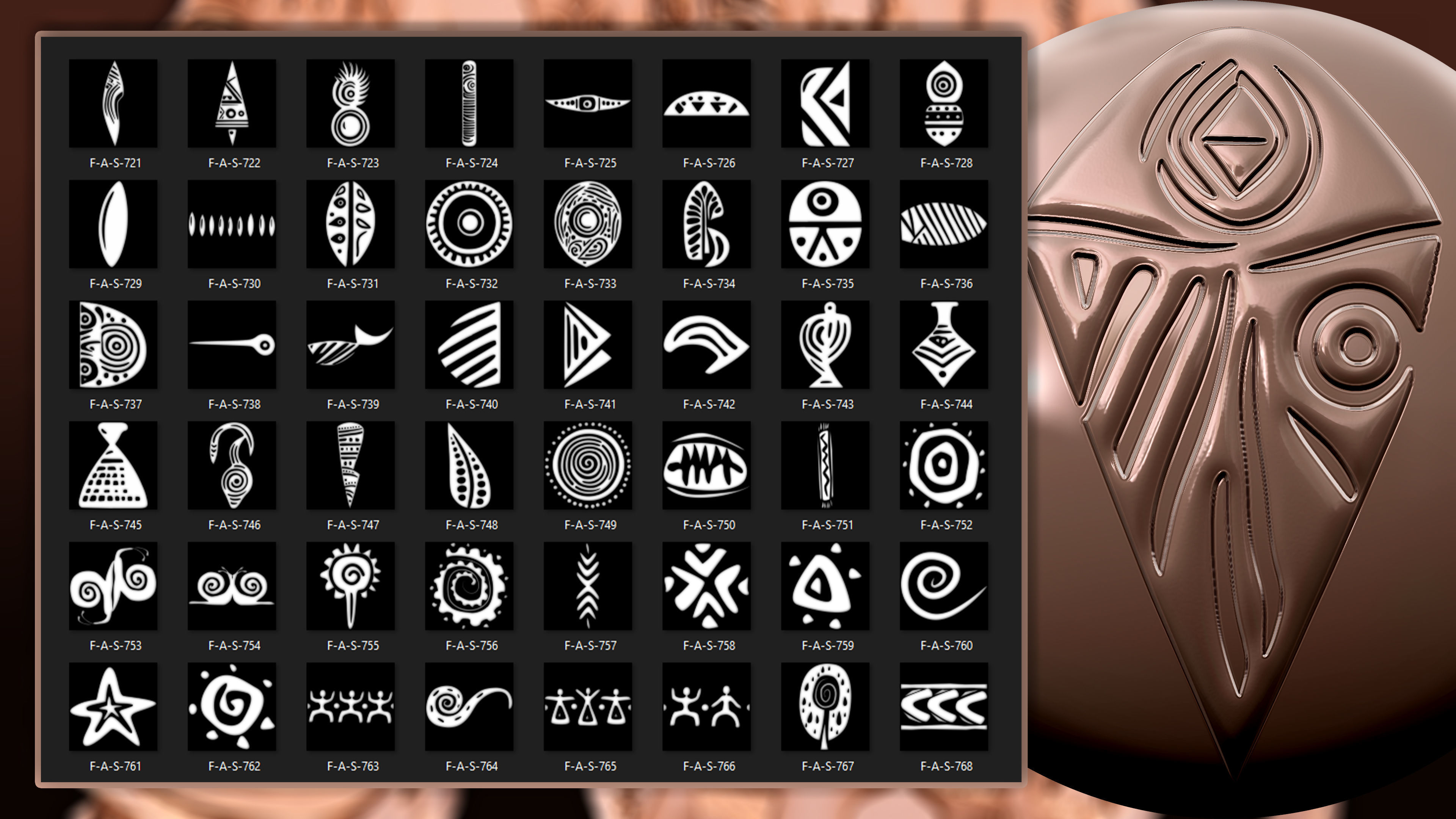 960 African symbols and elements  Alpha 3D model_16