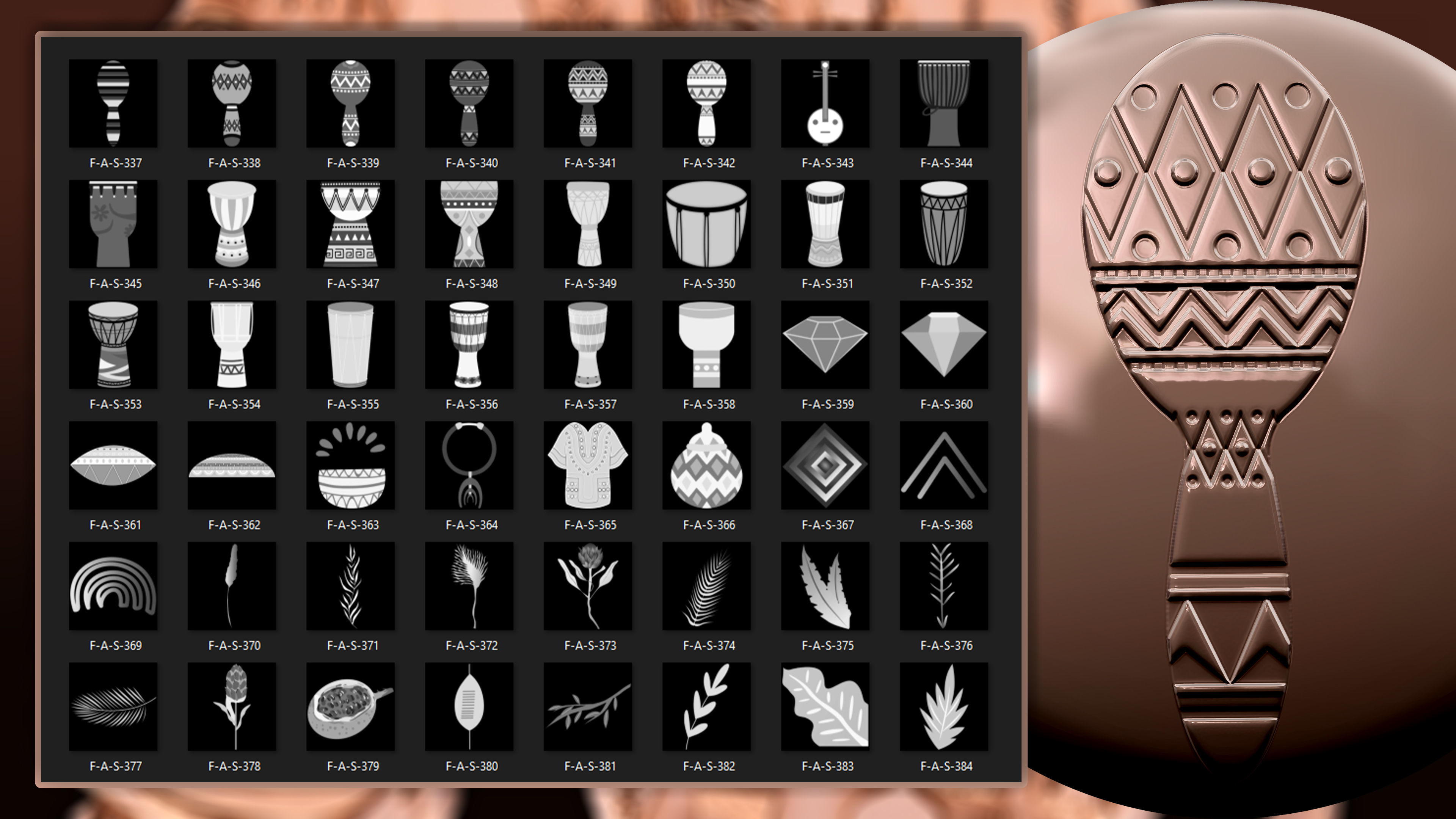960 African symbols and elements  Alpha 3D model_8