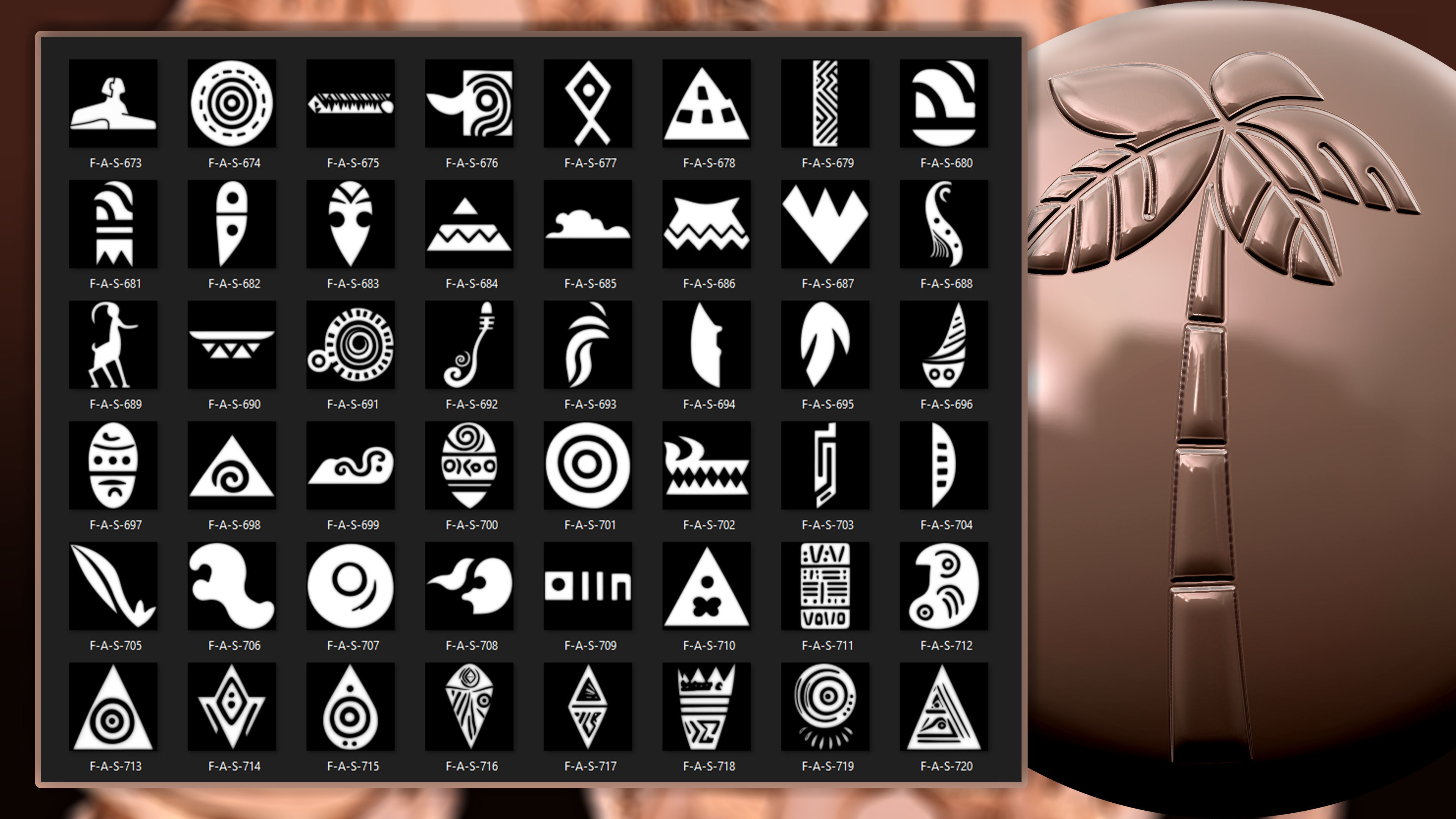 960 African symbols and elements  Alpha 3D model_15