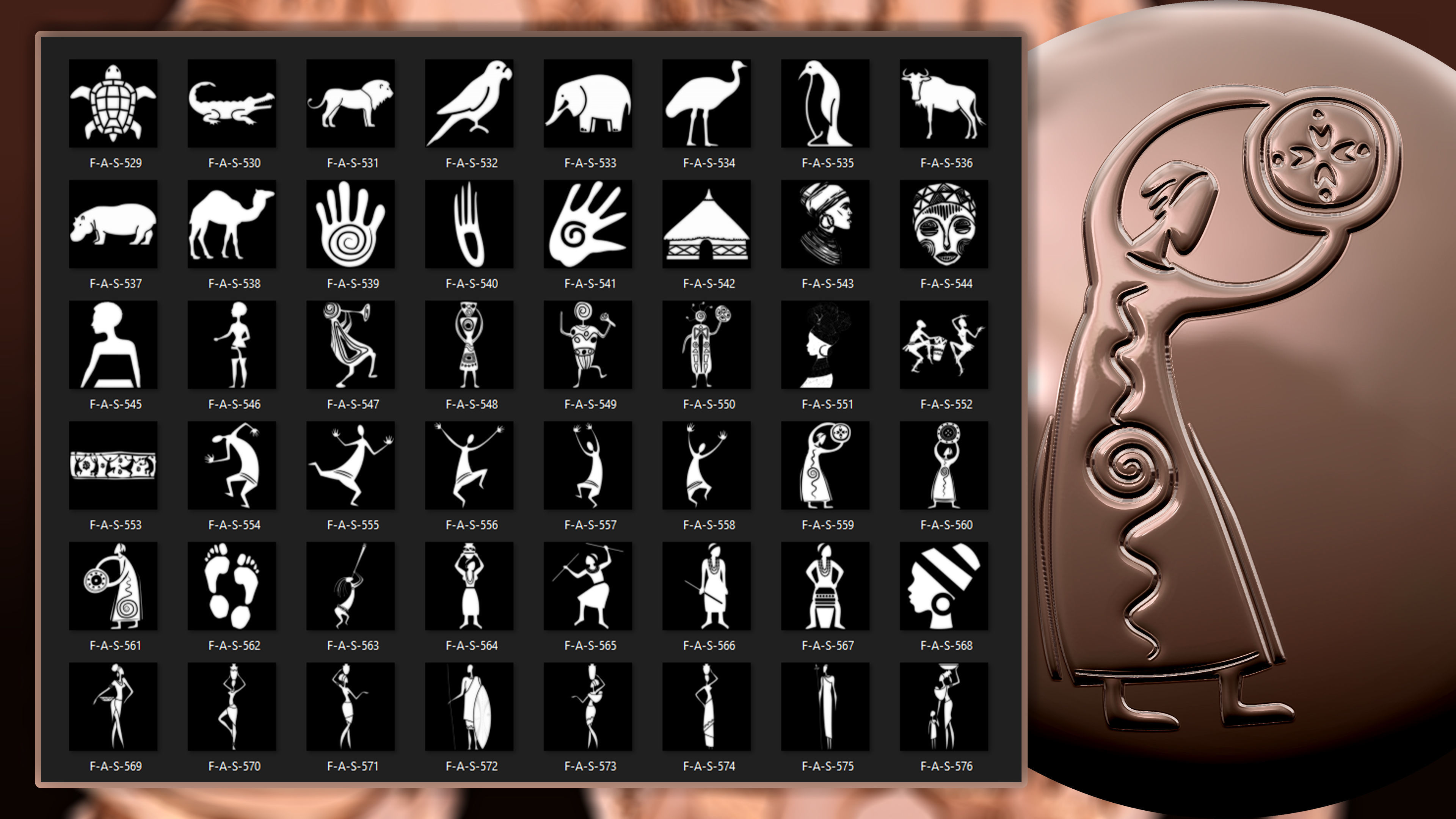 960 African symbols and elements  Alpha 3D model_12