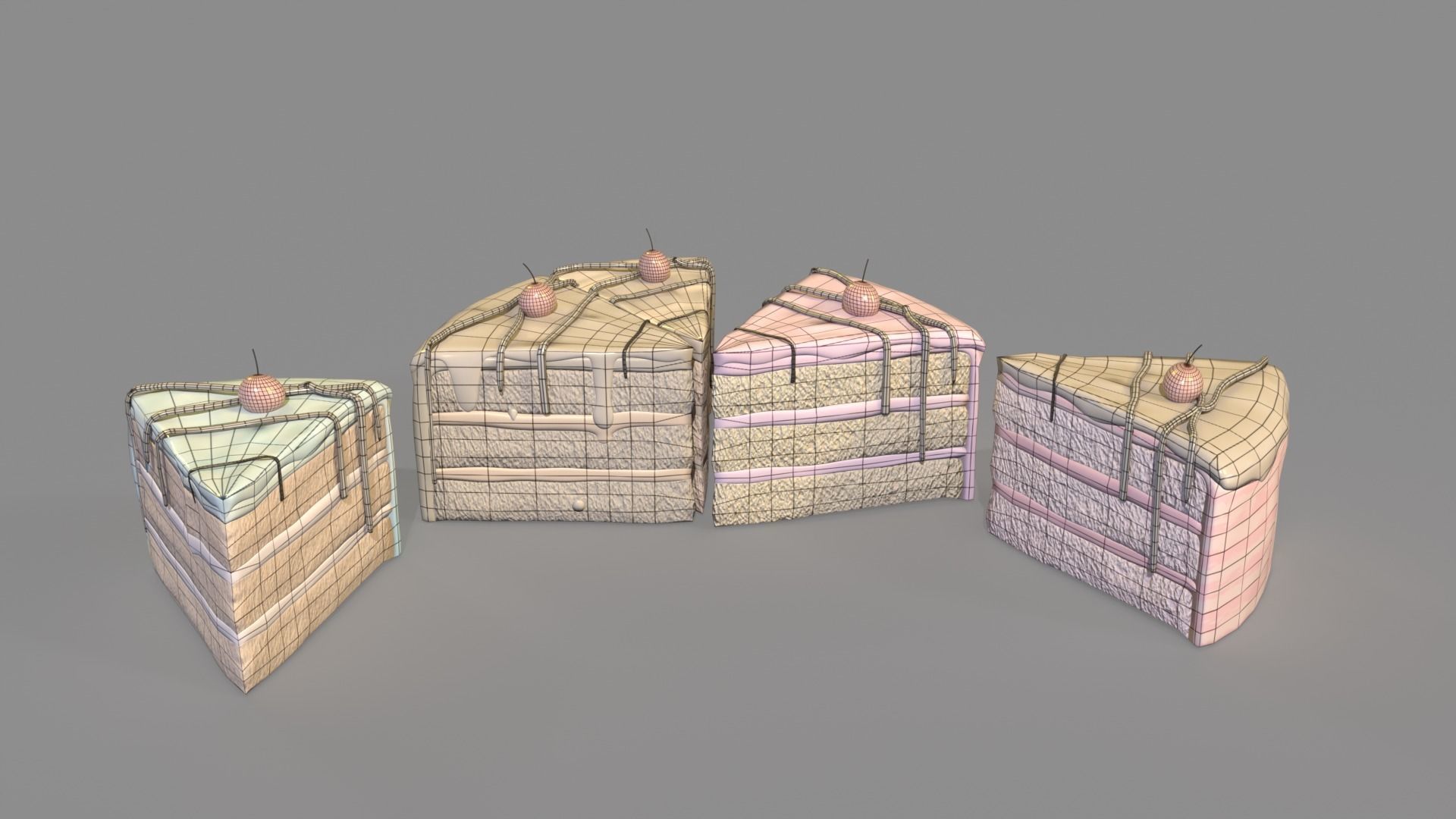 Biscuit Cake Collection Low-poly 3D model_6