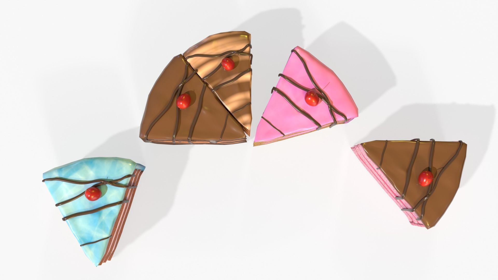 Biscuit Cake Collection Low-poly 3D model_2