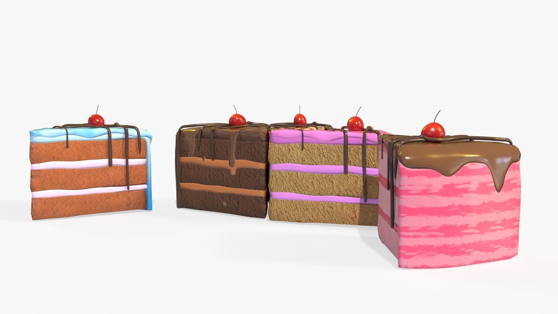 Biscuit Cake Collection Low-poly 3D model_4