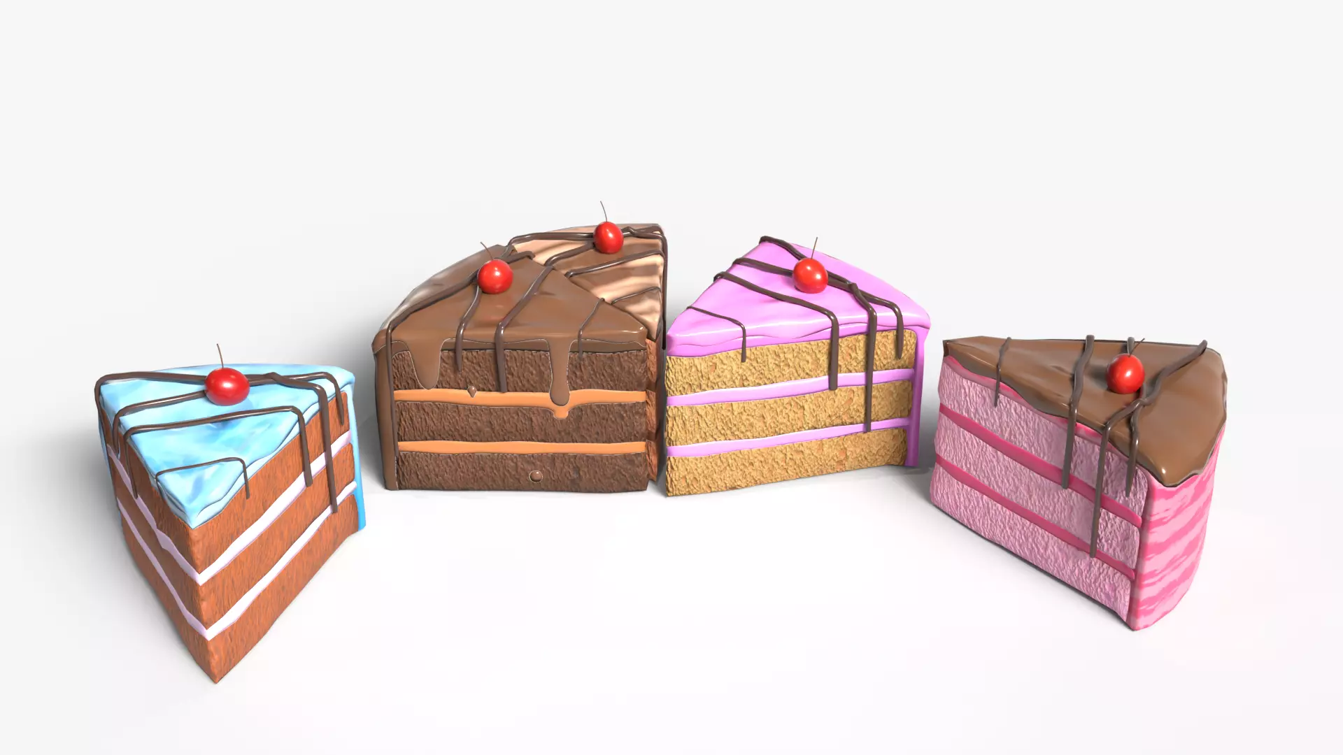 Biscuit Cake Collection Low-poly 3D model_0