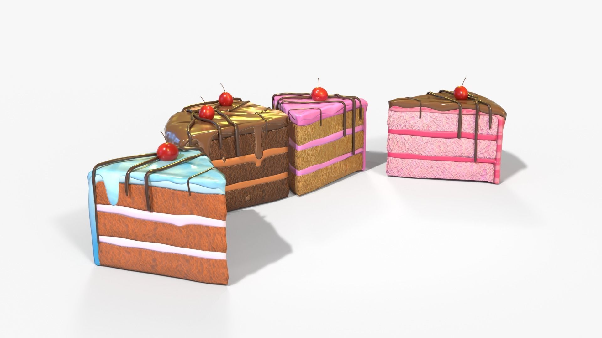 Biscuit Cake Collection Low-poly 3D model_1