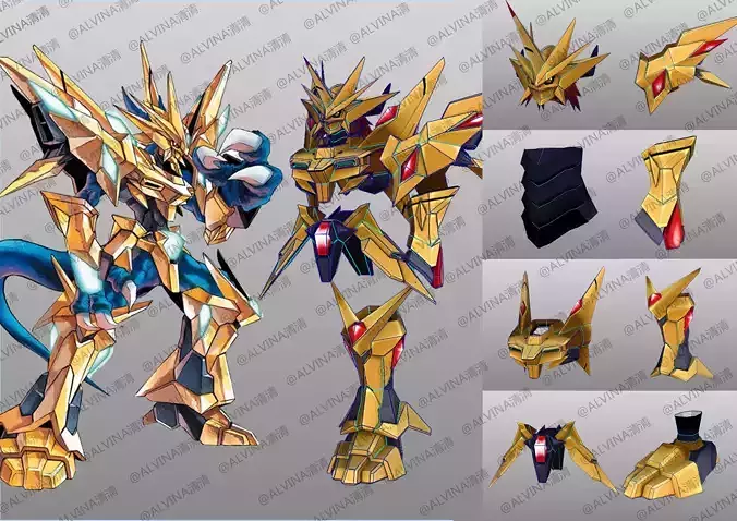 Magnamon X Antibody- Cosplay Pepakura Foam Template