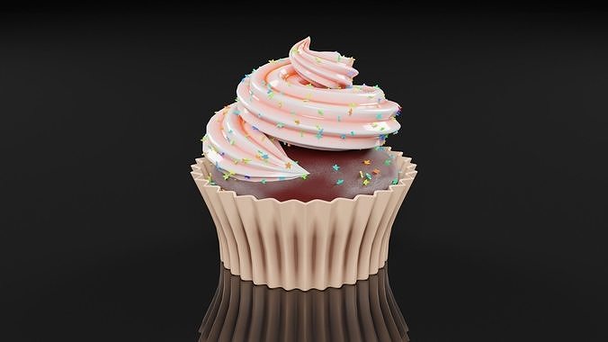 Chocolate cupcake 3D model Low-poly 3D model 2
