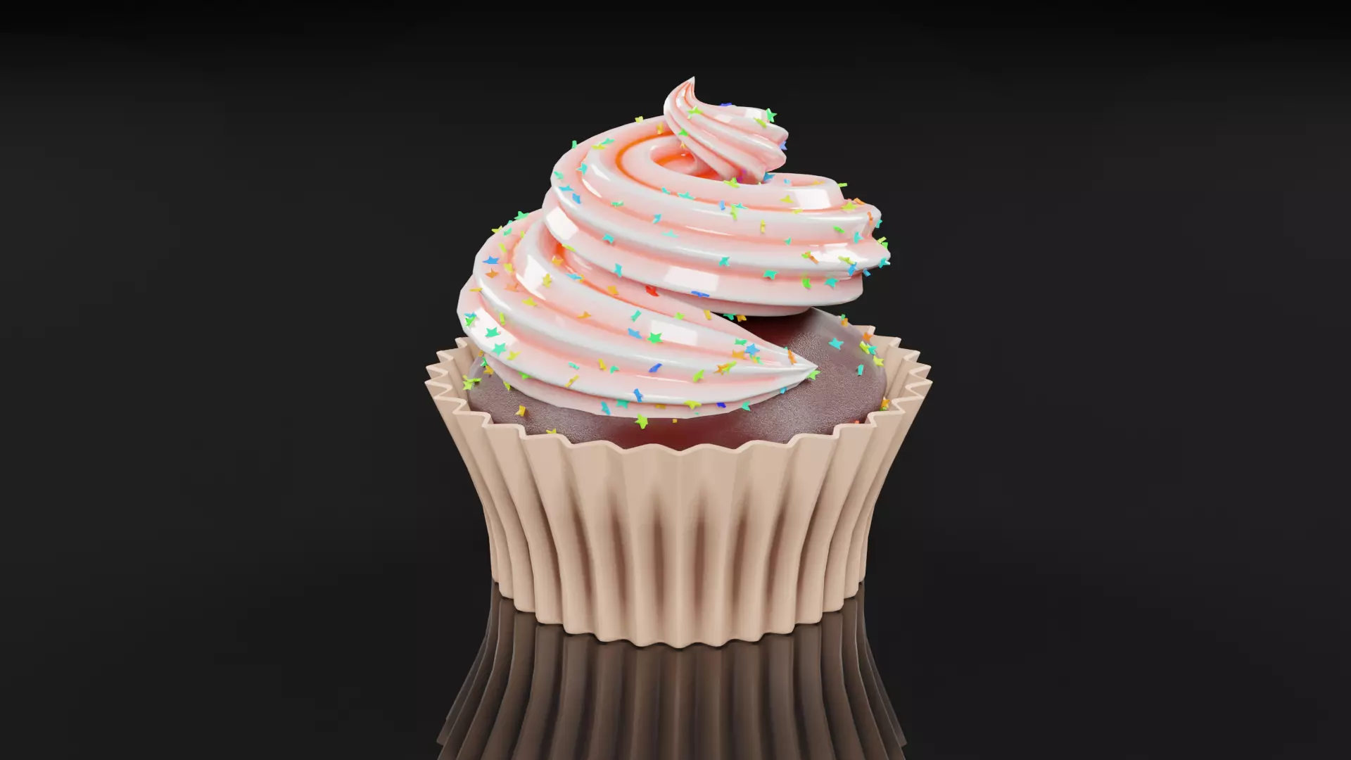 Chocolate cupcake 3D model Low-poly 3D model_0