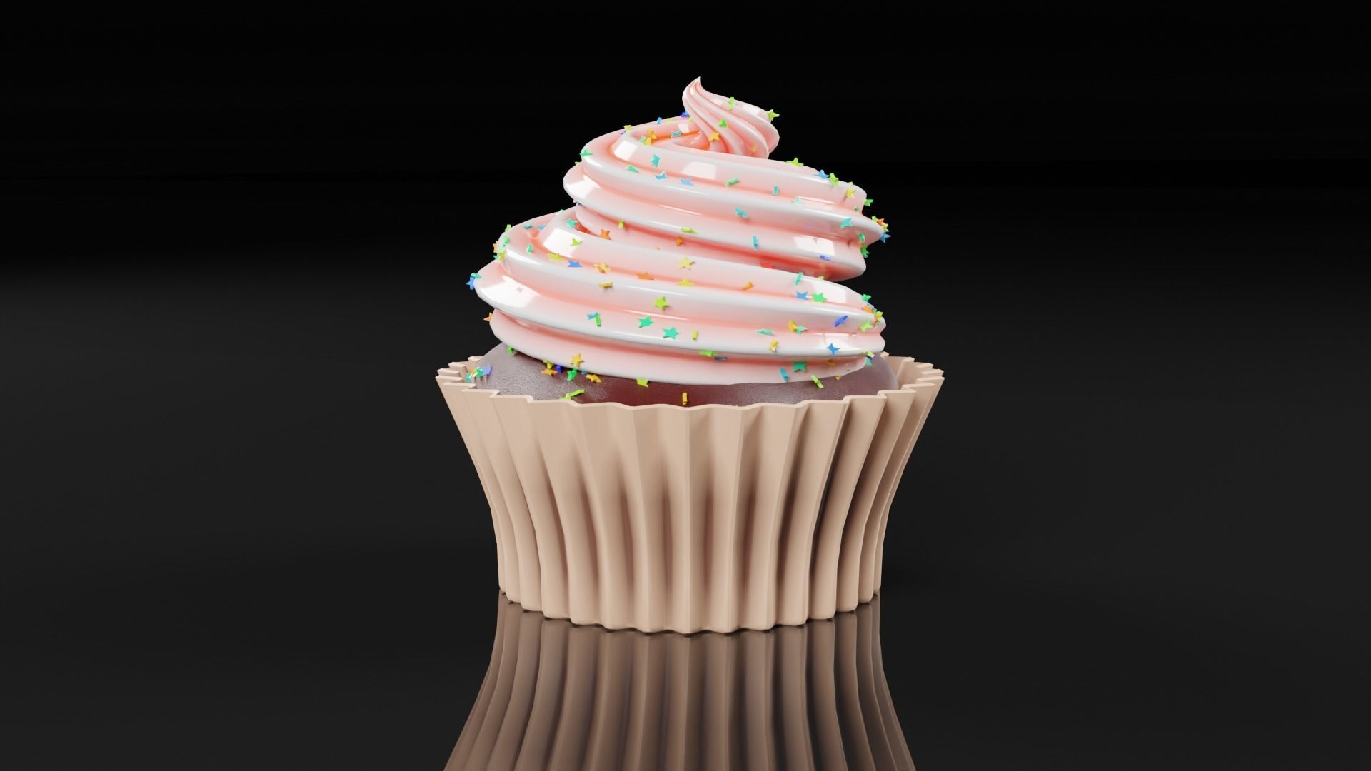 Chocolate cupcake 3D model Low-poly 3D model_5