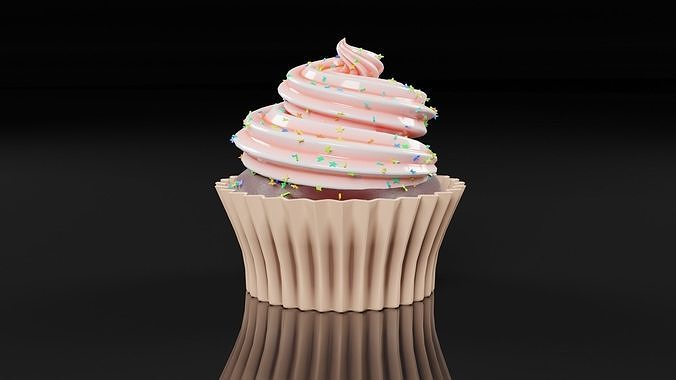 Chocolate cupcake 3D model Low-poly 3D model 3