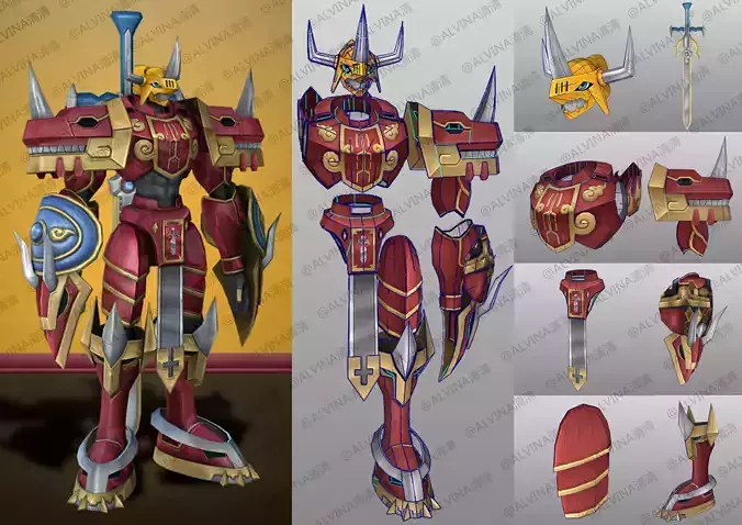 Emperor Kaiser Greymon- Cosplay Pepakura Foam Template Low-poly 3D model