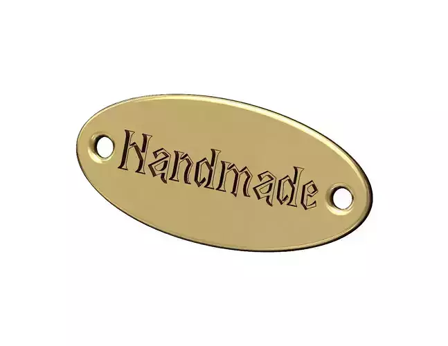 Handmade engraved oval plate tag Legendary runes font 3D print model