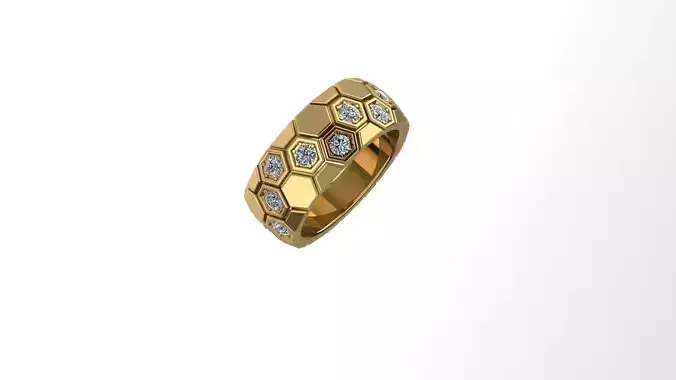 BEE MY LOVE RING With Honeycomb Pattern 17 5mm