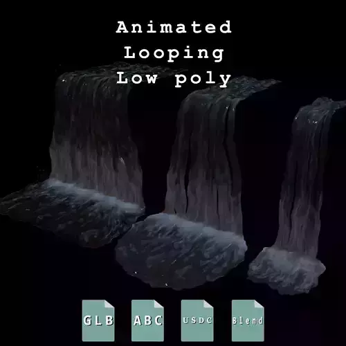 Waterfall animated looping Low-poly 3D model