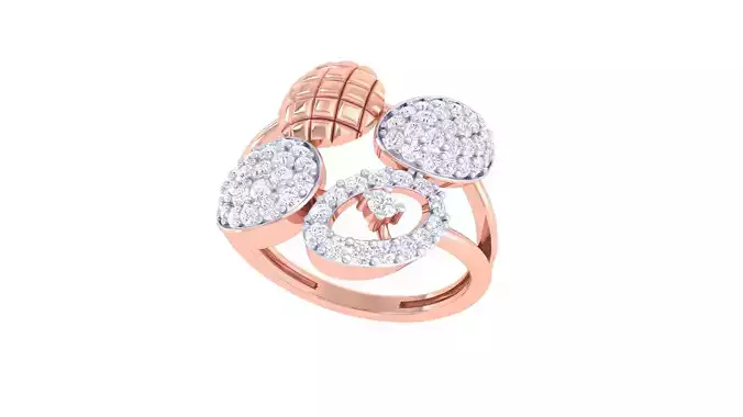 High Jewelry Diamond Cocktail Ring 3dm stl obj