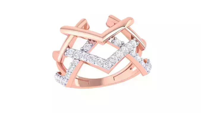 Wire High Jewelry Diamond Cocktail Ring 3dm stl obj