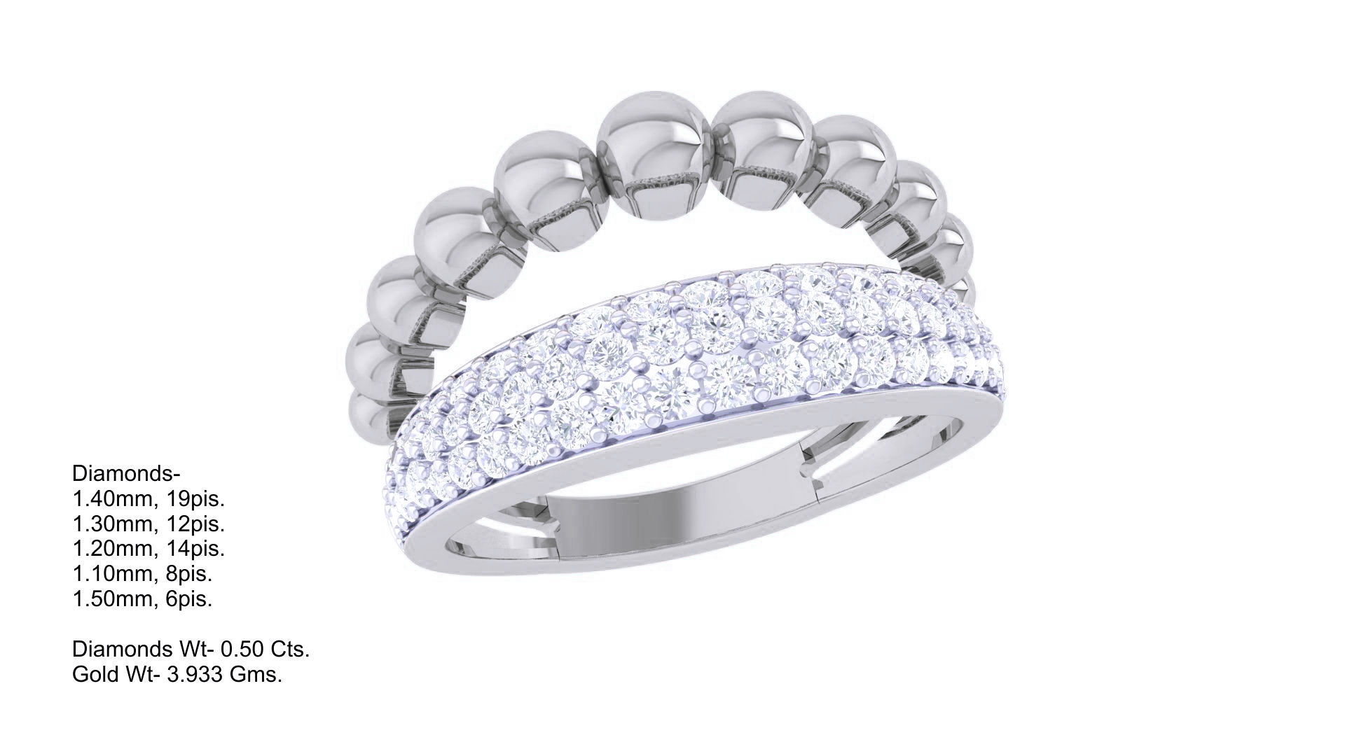 Balls Beads High Jewelry Diamond Cocktail Ring 3dm stl obj 3D print model_2