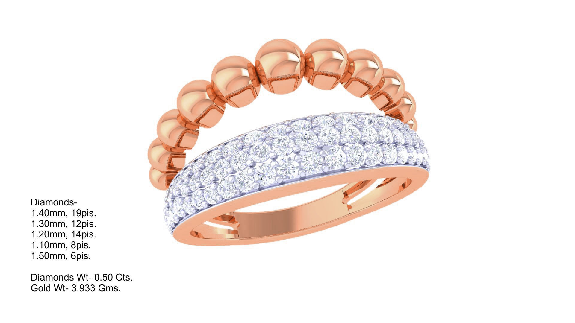 Balls Beads High Jewelry Diamond Cocktail Ring 3dm stl obj 3D print model_1