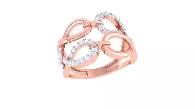Wire Chain Link High Jewelry Diamond Cocktail Ring 3dm stl obj 3D print model