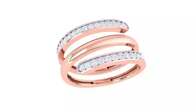 Wire High Jewelry Diamond Cocktail Ring 3dm stl obj