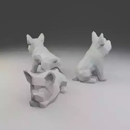 Low polygon French Bulldog 3D print model  in three 3D print model